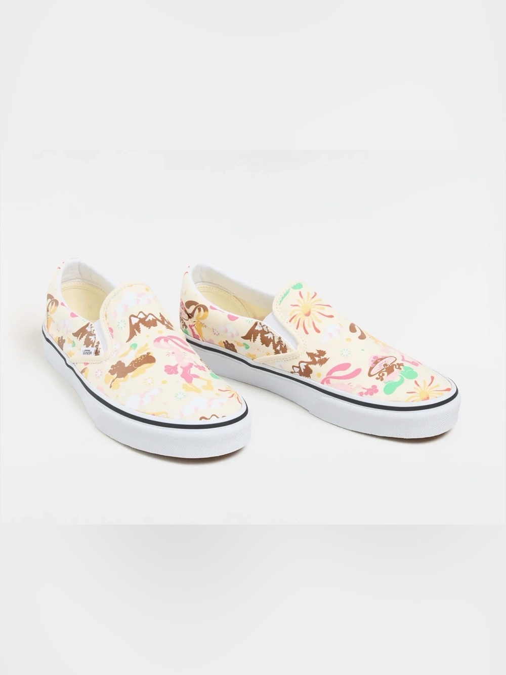 NIB Vans Classic Slip-On "Get Outdoors" White Multi Print Shoes Sz 8 Limited Ed.